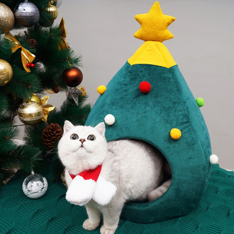 Christmas Tree Pet Bed Winter Warm Pet Nest Cat House Dog Pet Supplies