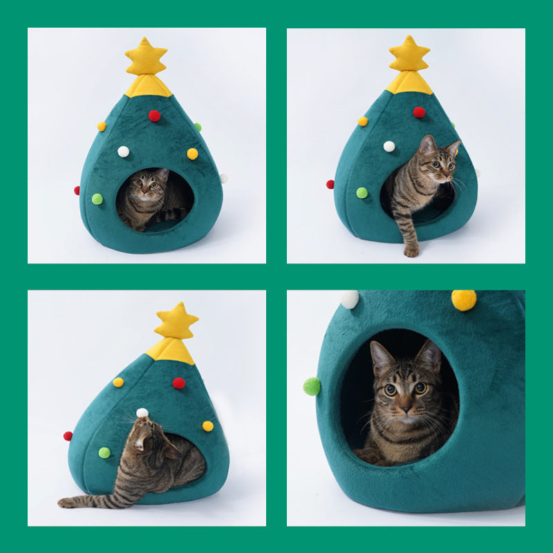 Christmas Tree Pet Bed Winter Warm Pet Nest Cat House Dog Pet Supplies