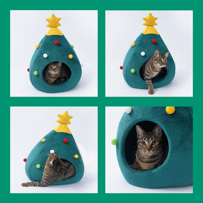 Christmas Tree Pet Bed Winter Warm Pet Nest Cat House Dog Pet Supplies