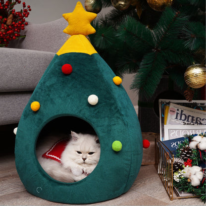 Christmas Tree Pet Bed Winter Warm Pet Nest Cat House Dog Pet Supplies