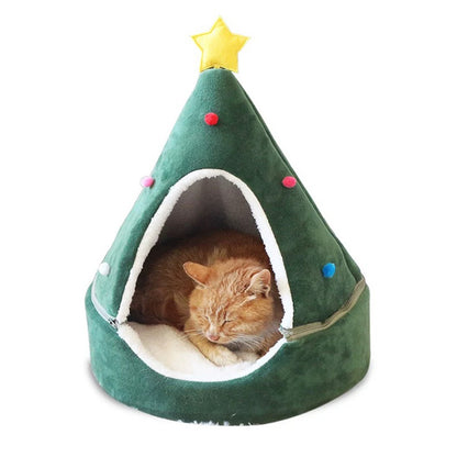 Christmas Tree Pet Bed Winter Warm Pet Nest Cat House Dog Pet Supplies