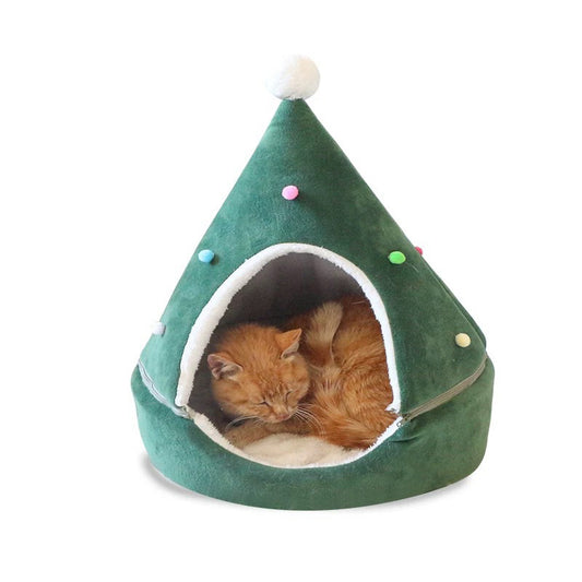 Christmas Tree Pet Bed Winter Warm Pet Nest Cat House Dog Pet Supplies