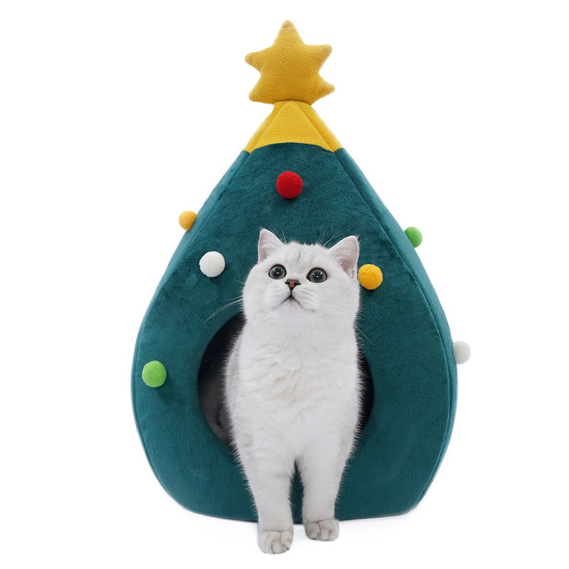 Christmas Tree Pet Bed Winter Warm Pet Nest Cat House Dog Pet Supplies