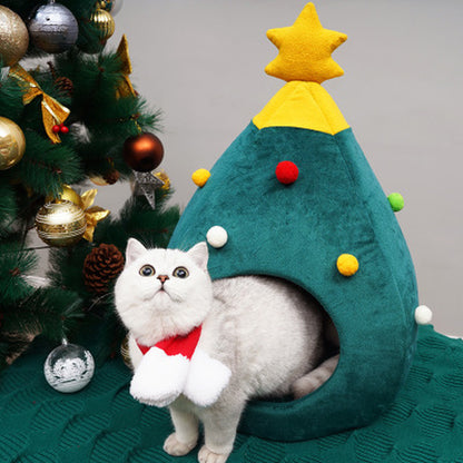 Christmas Tree Pet Bed Winter Warm Pet Nest Cat House Dog Pet Supplies