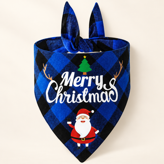 Merry Christmas Plaid Pet Bandana