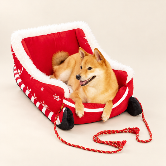 Santa's Sleigh Christmas Pet Bed — Red